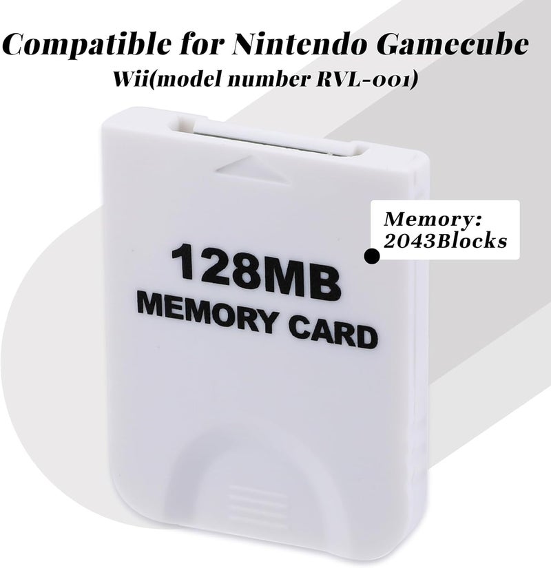 Gallipower 128MB(2043 Blocks) Game Memory Card,Game at Cube Memory Card,Game-at-Cube Memory Cards Compatible forNintendo/Wii Original Console Accessory Kits(White) - Image 2